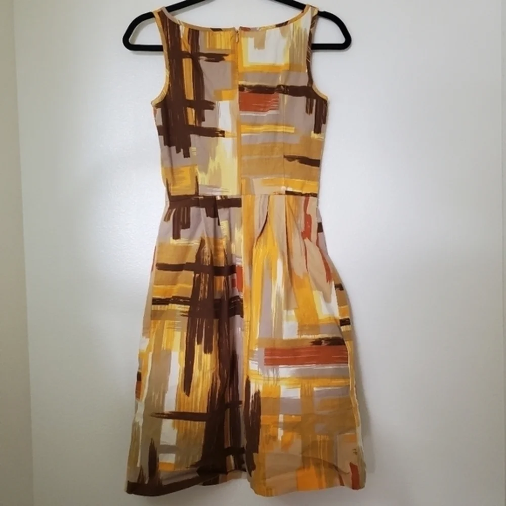 Anthropologie Tabitha Women's Brushstrokes Sleeveless Cotton Fit & Flare‎ Dress